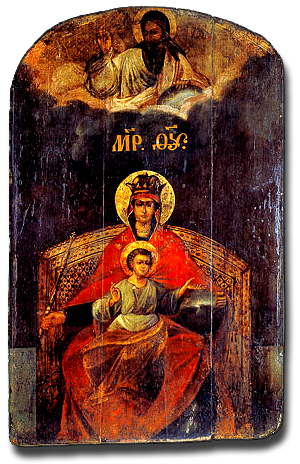 RUSSIAN ORTHODOX  ICON  MOTHER OF GOD on the Throne 